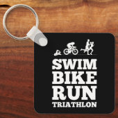 Zwart · Zwemfiets Run Triathlon Motivatie Sleutelhanger (Voorkant)