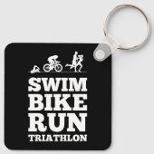 Zwart · Zwemfiets Run Triathlon Motivatie Sleutelhanger (Achterkant)
