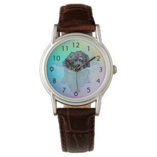 Zwart Zwemmen DOODLEMOJI Horloge