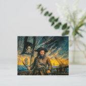 Zwartbaard Piraat Storm Portret Briefkaart (Staand voorkant)