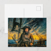 Zwartbaard Piraat Storm Portret Briefkaart (Voorkant / Achterkant)