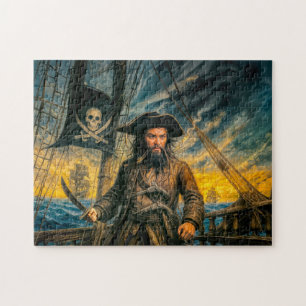 Zwartbaard Piraat Storm Portret Legpuzzel