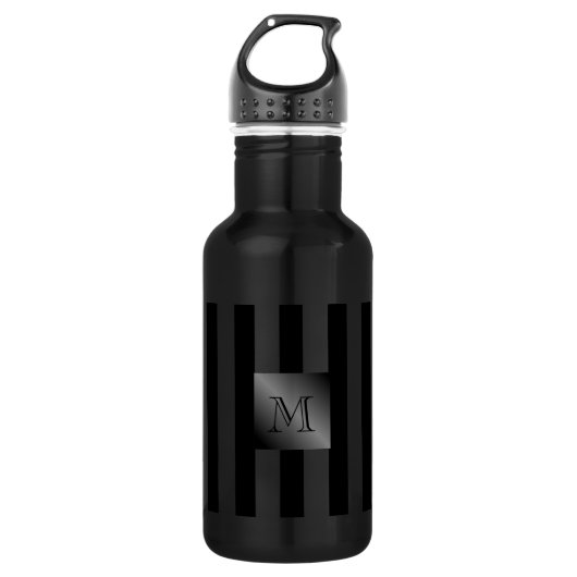 Zwartbandmoonmonogram in de schaduw waterfles (Voorkant)