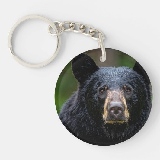 Zwartbeer Wilde Natuur Design Sleutelhanger (Voorkant)