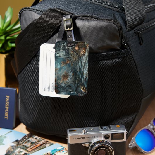 zwartblauwe ladder bagagelabel (Voorkant & Achterkant)