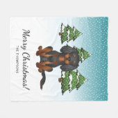Zwartbruine Cavaler King Charles Spaniel in de win Fleece Deken (Voorkant (Horizontaal))
