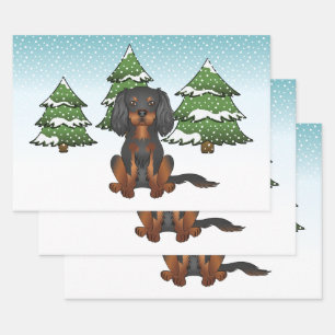 Zwartbruine Cavaler King Charles Spaniel in de win Inpakpapier Vel
