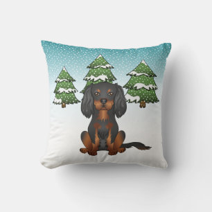 Zwartbruine Cavaliers King Charles Spaniel in de W Kussen