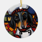 Zwartbruine Dachshund Keramisch Ornament (Voorkant)