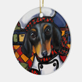 Zwartbruine Dachshund Keramisch Ornament (Links)