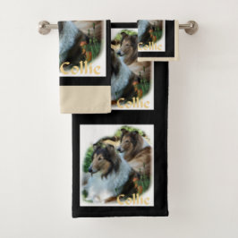 Zwartbruine Rough Collie Kunst Bad Handdoek