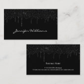 Zwartdruppelglitter minimalistisch modern elegant visitekaartje (Voorkant / Achterkant)