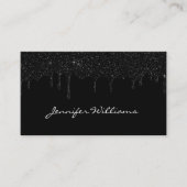 Zwartdruppelglitter minimalistisch modern elegant visitekaartje (Voorkant)