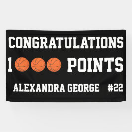 Zwarte 1000 Basketball Carrière Punten Scorer Spel Spandoek