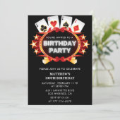 Zwarte 100e verjaardag uitnodigingen Mannen Casino (Staand voorkant)