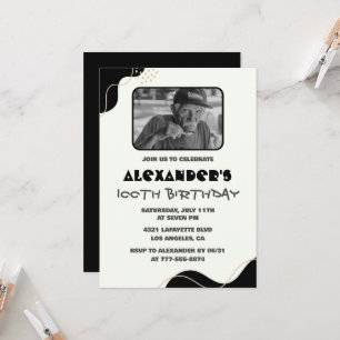 Zwarte 100ste verjaardagsuitnodigingen Mannen Eenv Kaart