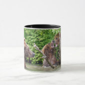 Zwarte 11 oz Combo Mok met grizzly beer & cubs (Midden)