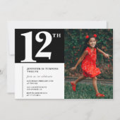 Zwarte 12e verjaardag uitnodiging Chic Girls Foto (Voorkant)