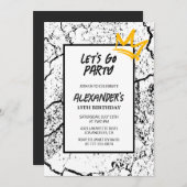 Zwarte 13e verjaardag uitnodiging Boy Hip Hop (Voorkant / Achterkant)