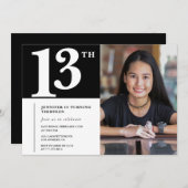 Zwarte 13e verjaardag uitnodiging Chic Girls Foto (Voorkant / Achterkant)