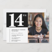 Zwarte 14e verjaardag uitnodiging Chic Girls Foto (Voorkant)