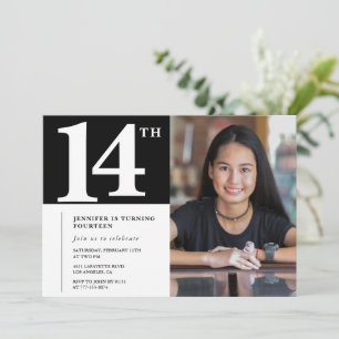 Zwarte 14e verjaardag uitnodiging Chic Girls Foto