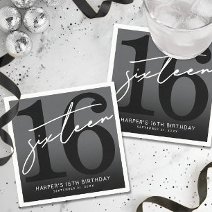 Zwarte 16e Verjaardagsfeestje Servet
