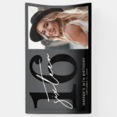 Zwarte 16e Verjaardagsfeestje Spandoek (Verticaal)