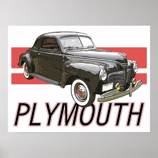 Zwarte 1941 Plymouth met rode grafische kaart Poster (Voorkant)