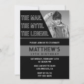 Zwarte 19e verjaardagsuitnodiging Het Man De Legen Kaart (Voorkant)