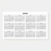 Zwarte 2019 Kalender op Wit Post-it® Notes (Voorkant)