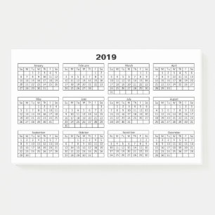 Zwarte 2019 kalender op wit post-it® notes