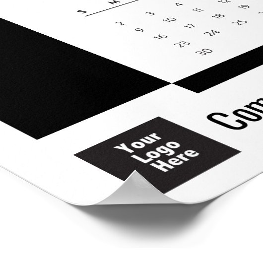 Zwarte 2025 Zakelijke Muurkalender Poster (Hoek)