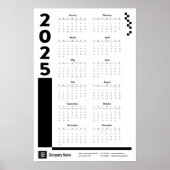 Zwarte 2025 Zakelijke Muurkalender Poster (Voorkant)