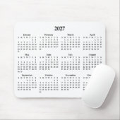 Zwarte 2027-agenda op wit muismat (Met muis)