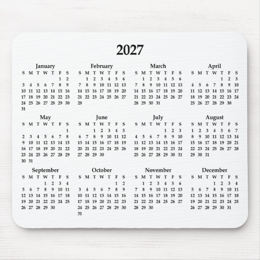 Zwarte 2027-agenda op wit muismat (Voorkant)