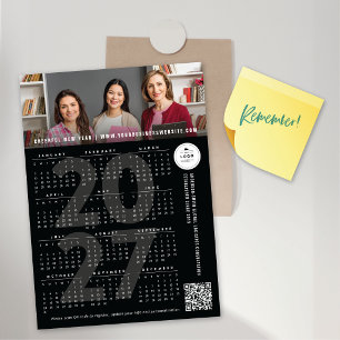 Zwarte 2027 Agenda Vakantie Foto Magnetische Kaart