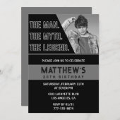 Zwarte 20e verjaardagsuitnodiging Het Man De Legen Kaart (Voorkant / Achterkant)