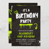 Zwarte 22e verjaardagsuitnodigingen Mannen Graffit Kaart (Voorkant / Achterkant)