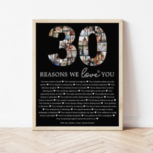 Zwarte 30 Redenen dat we van je houden Aandenken G Poster