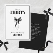 Zwarte 30e minimalistische elegante boog Happy Bir Kaart