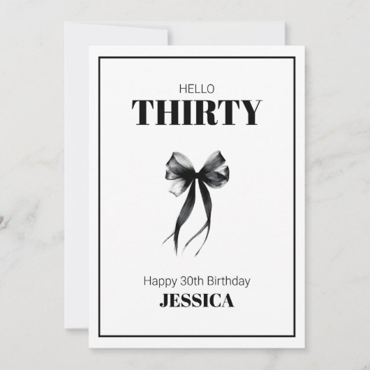 Zwarte 30e minimalistische elegante boog Happy Bir Kaart (Voorkant)