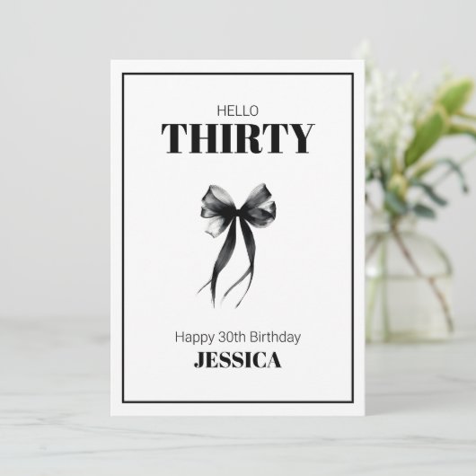 Zwarte 30e minimalistische elegante boog Happy Bir Kaart (Staand voorkant)