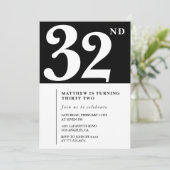 Zwarte 32e verjaardag uitnodiging Elegant Chic Sim (Staand voorkant)