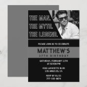 Zwarte 37e verjaardagsuitnodiging Het Man De Legen Kaart (Voorkant / Achterkant)