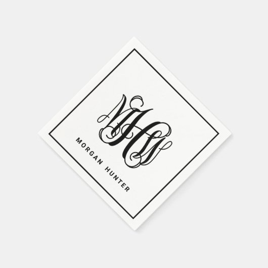 Zwarte 3 Initieel Wingding Stencil Monogram DIY BG Servet (Hoek)