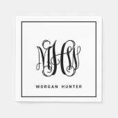 Zwarte 3 Initiele Wingeschrift Monogram DIY BG Servet (Voorkant)