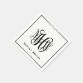 Zwarte 3 Initiele Wingeschrift Monogram DIY BG Servet (Hoek)