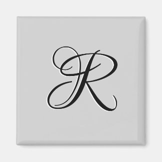 Zwarte 3D-kalligrafie initiaal | Pastelgrijs Magneet