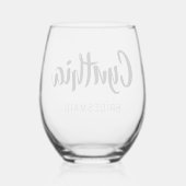 Zwarte 3D Moderne Naam Bruidsmeisje   Wijnglas Zonder Voet (Achterkant)